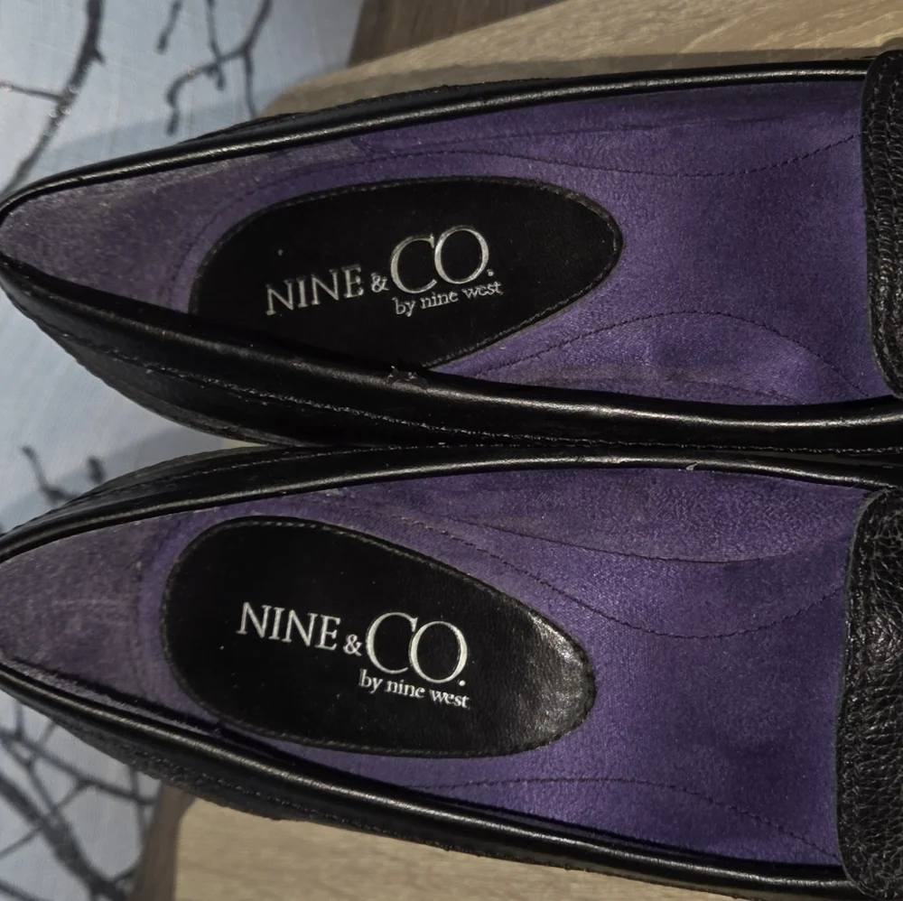 NINE & CO Black Leather Heels With Buckle‎ Accents